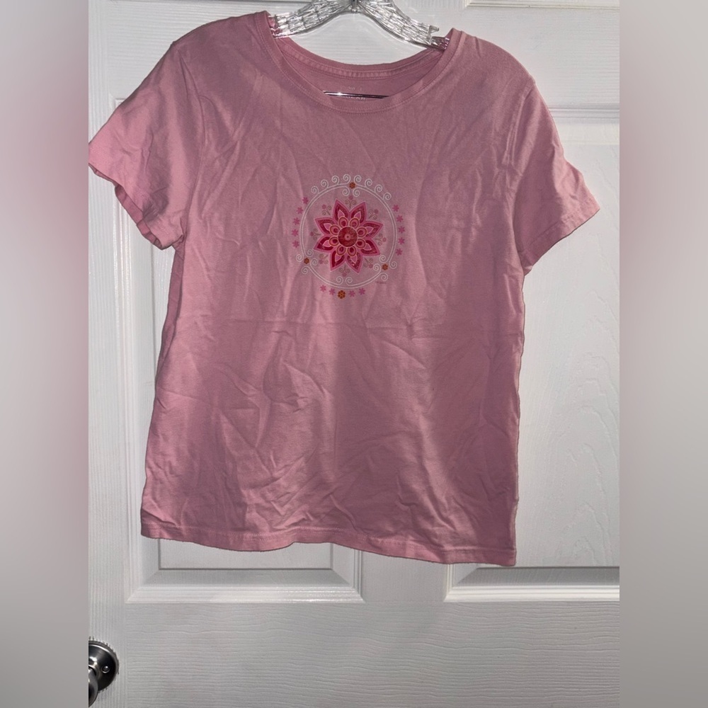 Pink T-Shirt with Floral Design